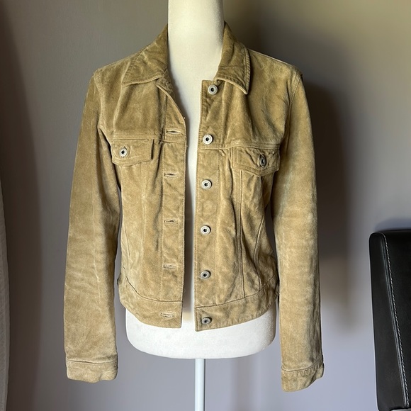 GAP Jackets & Blazers - GAP Women’s Vintage Y2K Tan Leather Suede Trucker Jacket